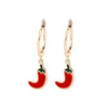 Goldtone Red Jalapeno Peppers Hooped Earrings