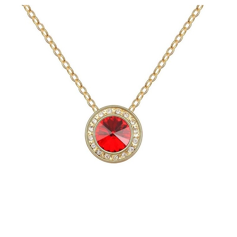 Goldtone Rivoli Halo Necklace with Swarovski Crystals - White