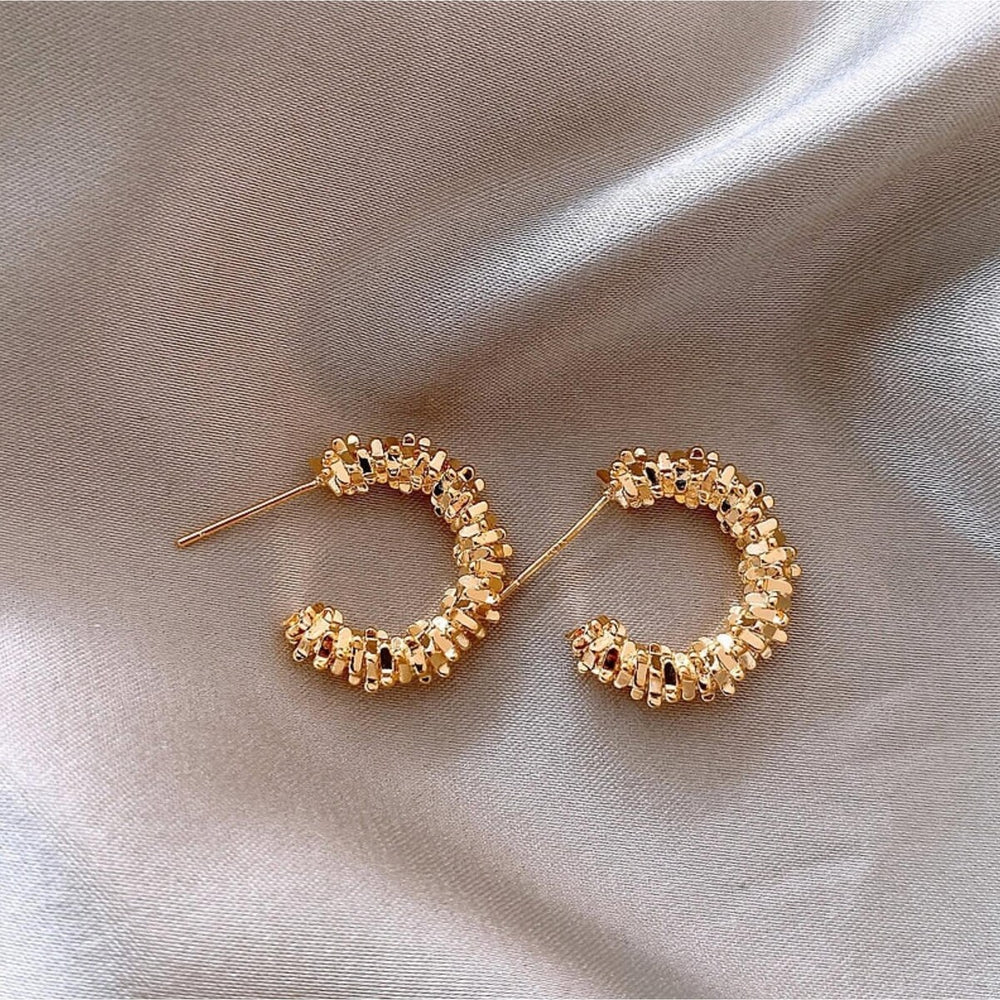 Goldtone Rope Disk Hoop Earrings