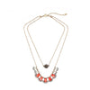 Goldtone Rose White Coral Teardrop Layered Necklace