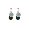 Goldtone Sage Green Black Dual Circle Earrings