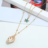 Goldtone Shell And Blue Starfish Layered Necklace - White