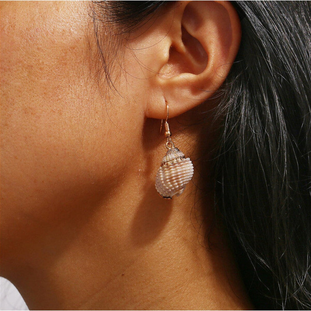 Goldtone Shell Drop Earrings