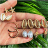 Goldtone Shell Imitation Pearl Earring Sets