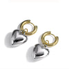 Goldtone Silvertone Heart And Huggie Hoop Earrings