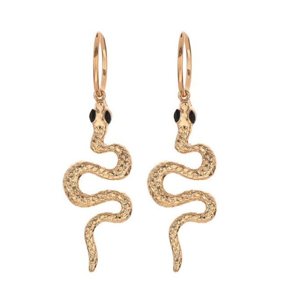 Goldtone Snake Hooped Drop Earrings