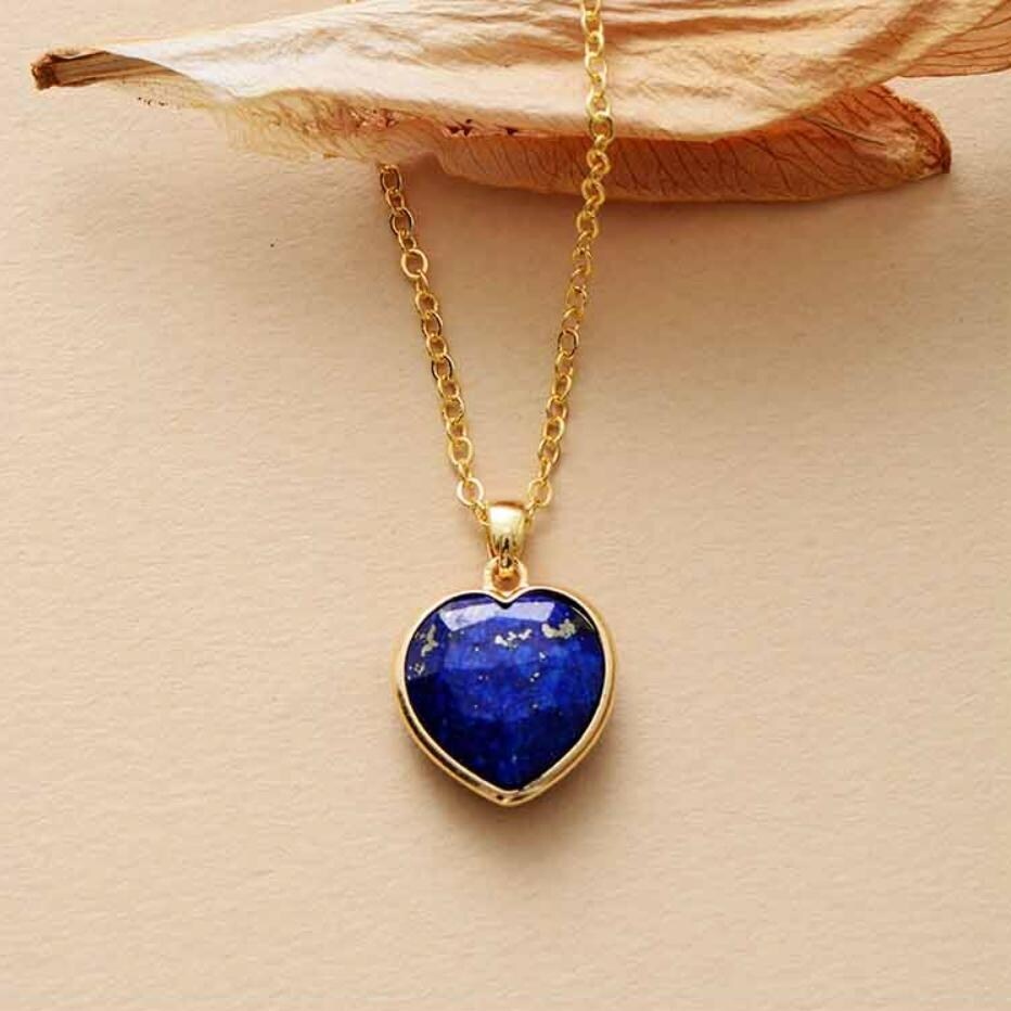 Goldtone Sodalite Heart Pendant Necklace - White