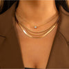 Goldtone Solitaire Crystal Layered Necklace - White