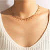 Goldtone Spiked Ball Necklace - White