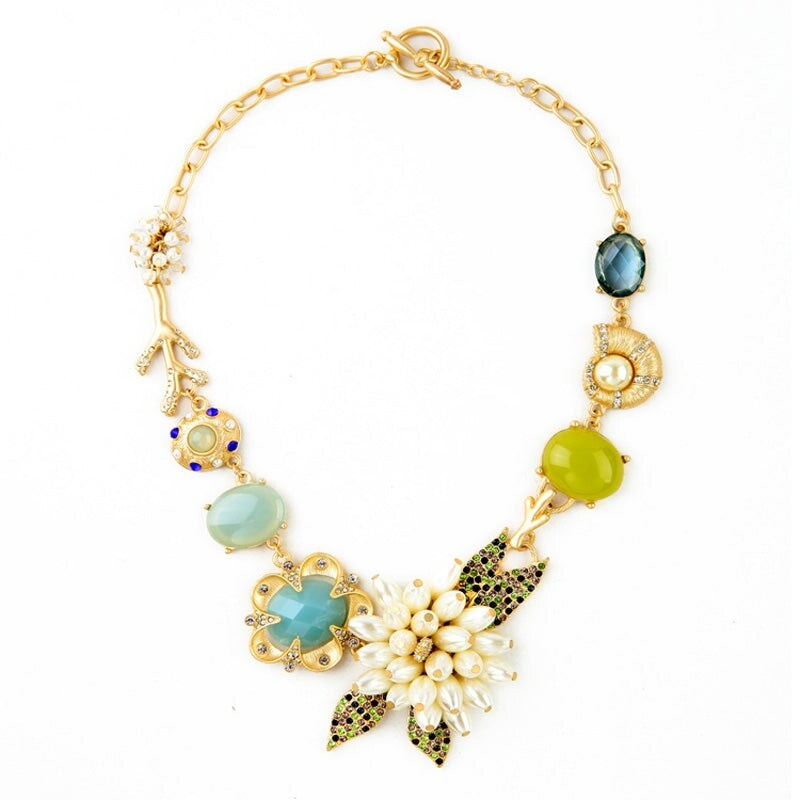 Goldtone Spring Has Sprung Statement Necklace - White