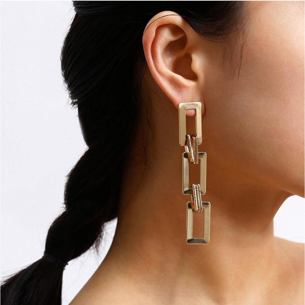 Goldtone Square Chain Link Earrings