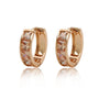 Goldtone Square Cubic Zirconia Dainty Huggie Hoop Earrings