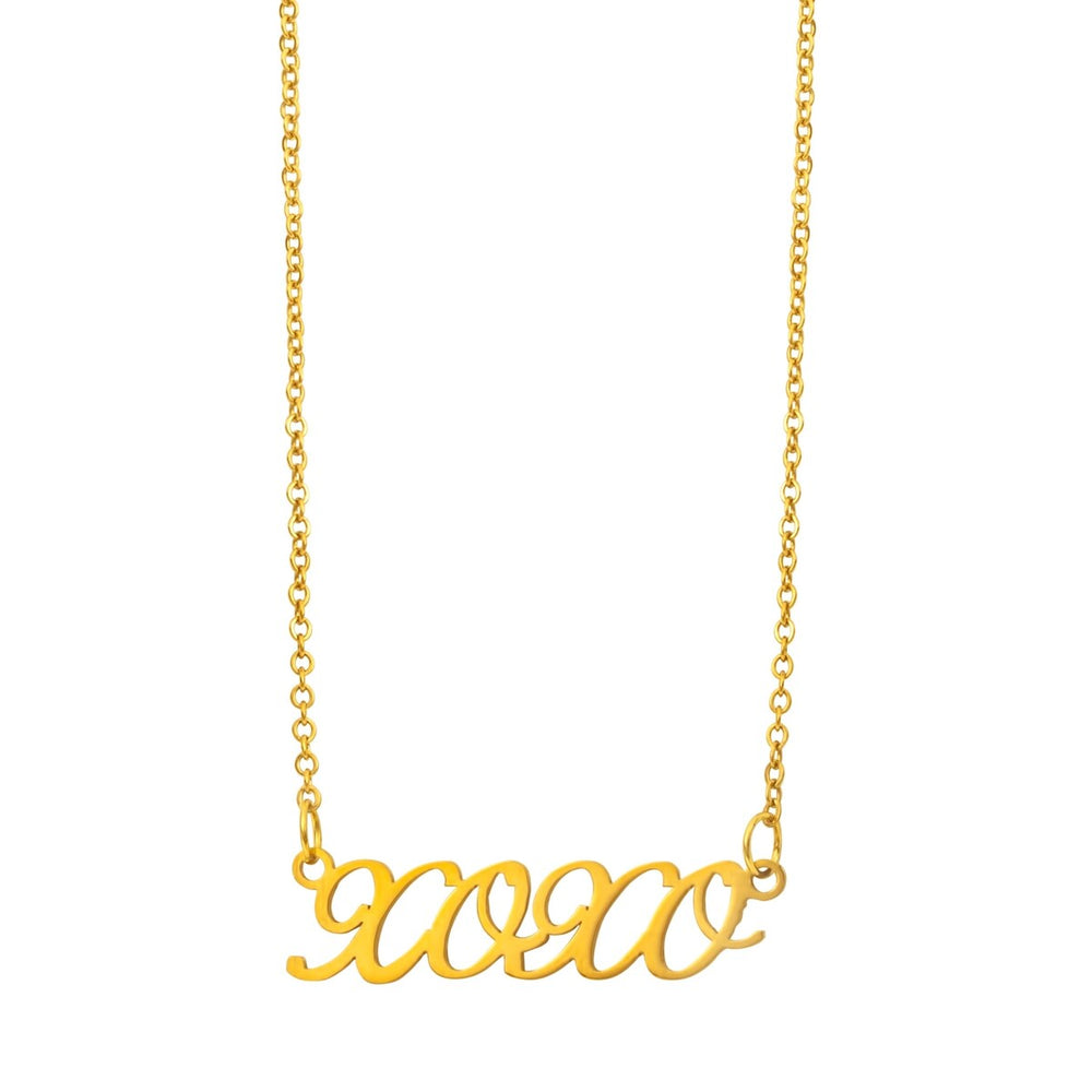 Goldtone Stainless Steel Xoxo Pendant Necklace - White