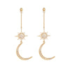 Goldtone Star Moon Drop Earrings