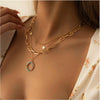 Goldtone Star Multi Colored Crystal Circle Layered Necklace - White