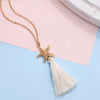 Goldtone Starfish And White Tassel Necklace