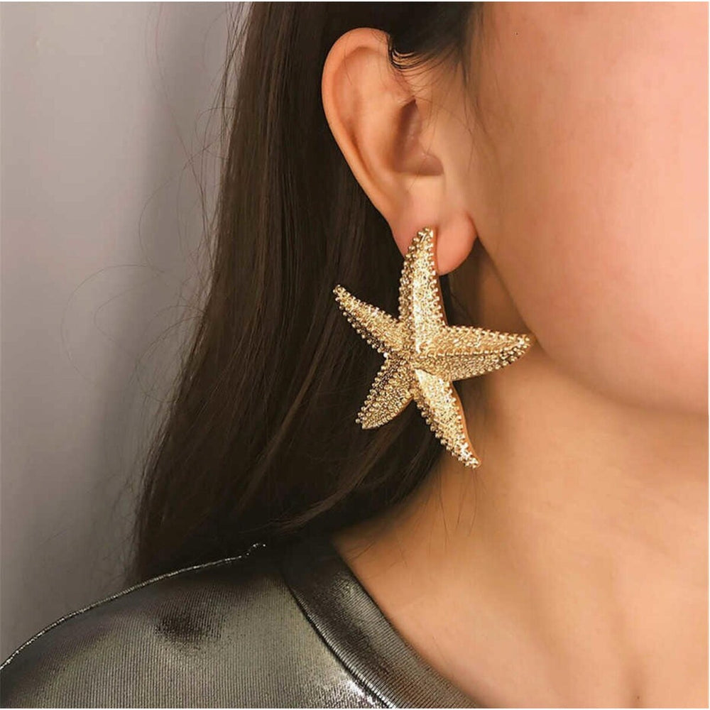 Goldtone Starfish Statement Earrings