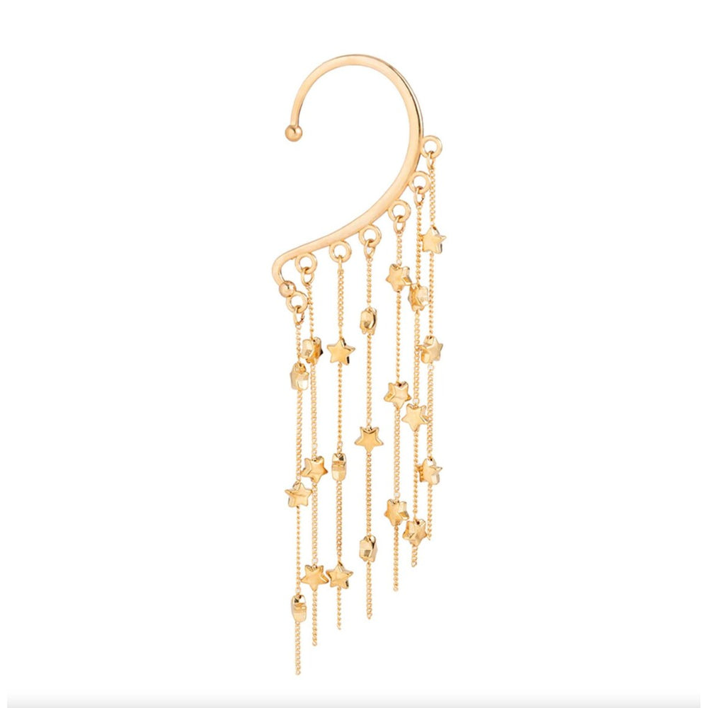 Goldtone Stars Chain Drop Ear Cuff