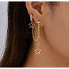 Goldtone Stars Crystal Hoop And Stud Earrings