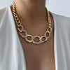 Goldtone Statement Chunky Chain And Crystal Necklace - White