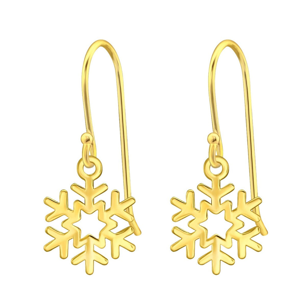 Goldtone Sterling Silver Openwork Star Snowflake Drop Earrings