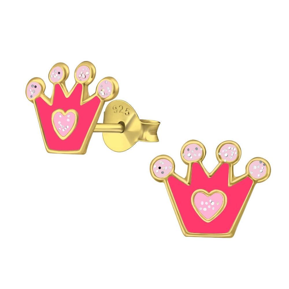 Goldtone Sterling Silver Plated Hot Pink Crown Children