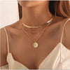 Goldtone Sunflower Layered Pendant Necklace - White