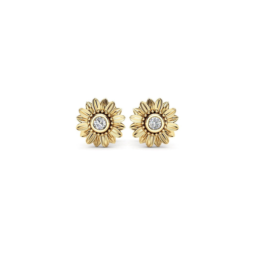 Goldtone Swarovski Crystals Sunflower Stud Earrings