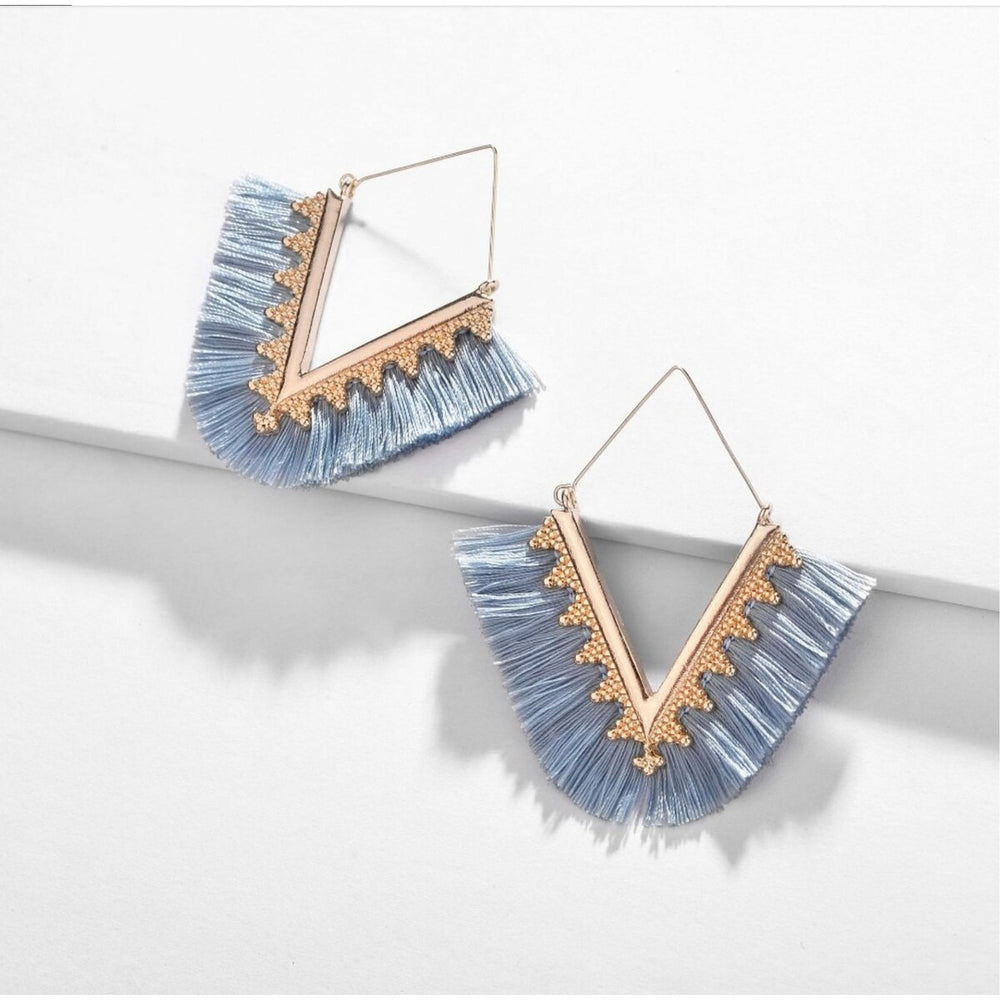 Goldtone Tassel Triangle Drop Earrings