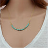 Goldtone Teal Dainty Beaded Necklace - White