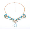 Goldtone Teal Necklace With Teardrop - White