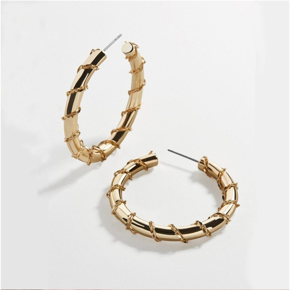 Goldtone Textured Hoop Earrings