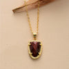 Goldtone Tigers Eye Pendant Necklace - White