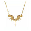 Goldtone Topaz Mix Crystal Winged Angel Pendant Necklace - White