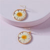 Goldtone Transparent Daisy Floral Circular Earrings