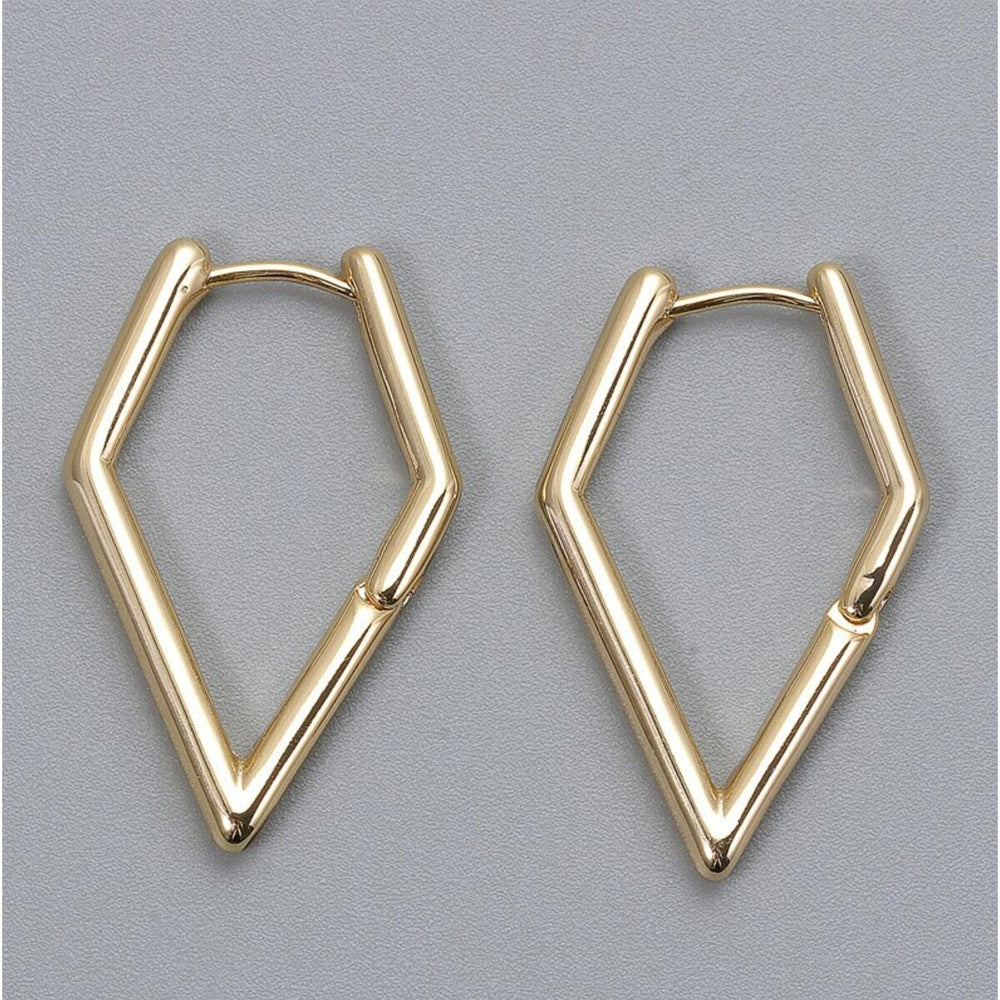 Goldtone Triangular Hoop Earrings