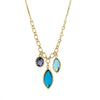 Goldtone Triple Blue Crystals Necklace - White