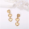 Goldtone Triple Heart Drop Earrings