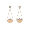 Goldtone Triple Leaf Chandelier Drop Earrings