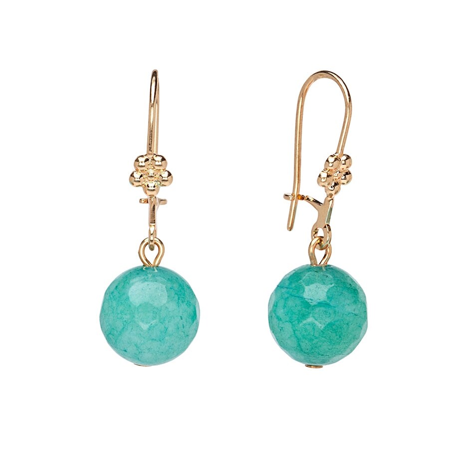 Goldtone Turquoise Bead Drop Earrings