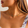 Goldtone Turquoise Beaded Dainty Necklace - White