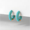 Goldtone Turquoise Beaded Huggie Hoop Earrings