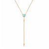 Goldtone Turquoise Bolo Style Necklace - White