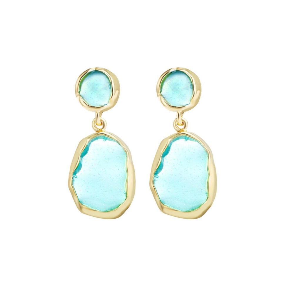 Goldtone Turquoise Circular Earrings