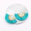 Goldtone Turquoise Fanned Tassel Earrings