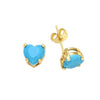 Goldtone Turquoise Heart Stud Earrings in Sterling silver