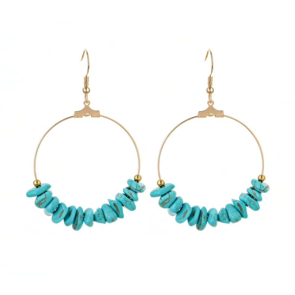 Goldtone Turquoise Hoop Earrings