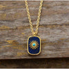 Goldtone Turquoise Howlite Sun And Navy Pendant Necklace - White