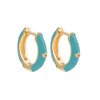 Goldtone Turquoise Huggie Hoop Earrings With Dainty Crystal