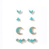 Goldtone Turquoise Set Of 4 Stud Earrings